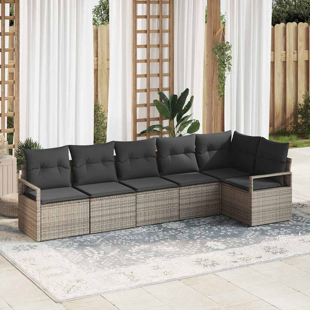 Garten-Sofa-Set mit Kissen mit Speicher 6 pcs Grau